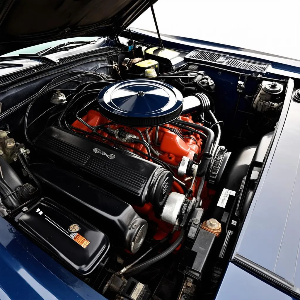 Engine Bay of a 1987 Mustang