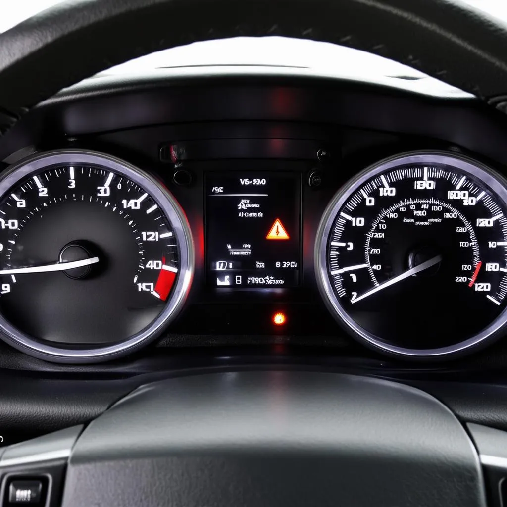 2004 RAV4 Dashboard with VSC and TRAC lights illuminated