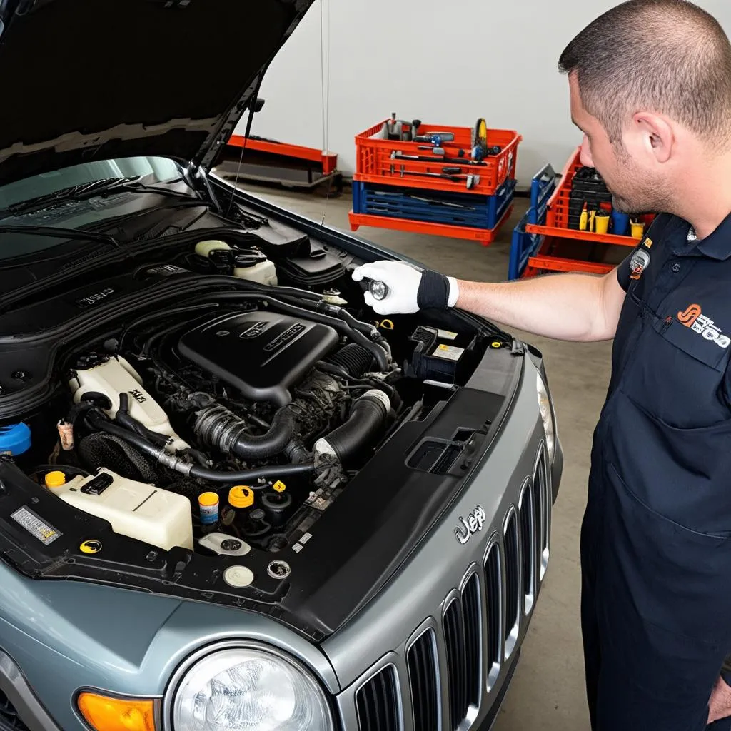 Engine of a 2007 Jeep Liberty