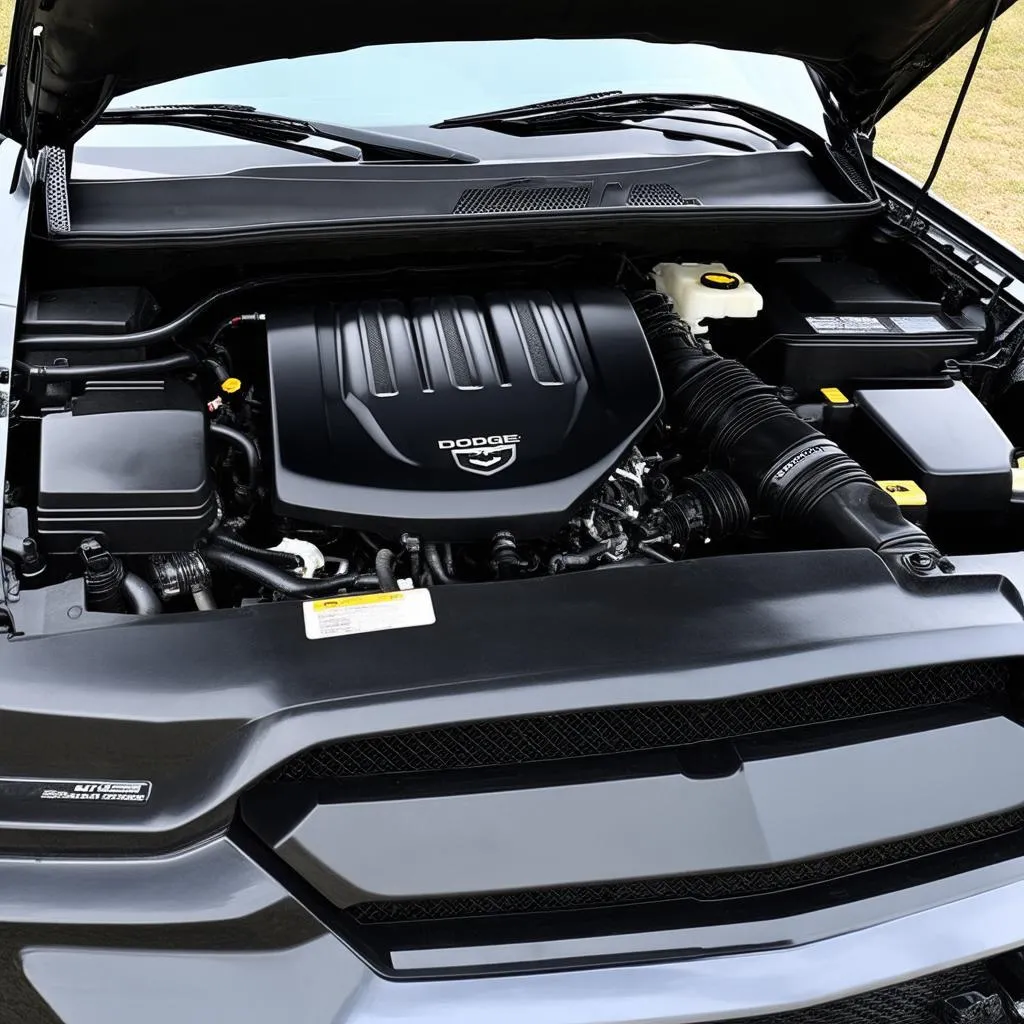 Close-up of a 2014 Dodge Charger engine