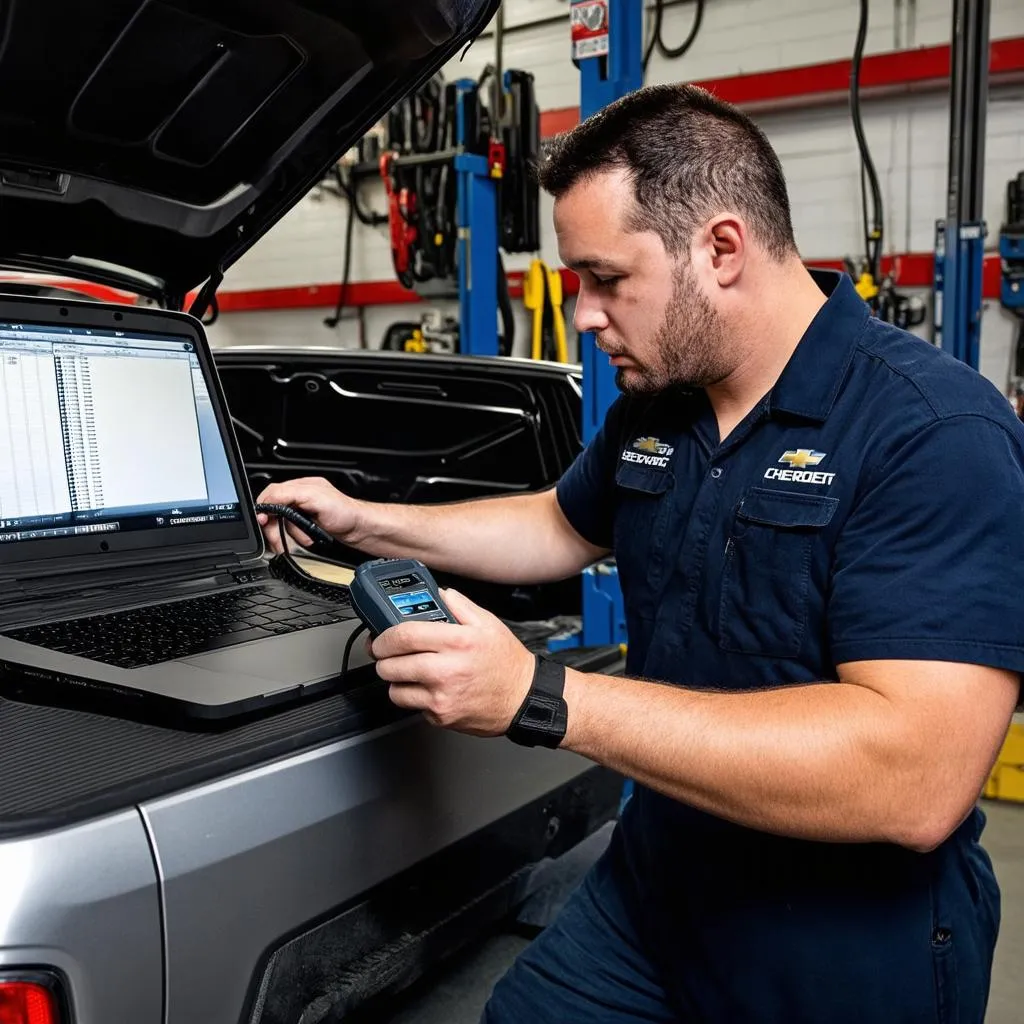 Mechanic Diagnosing OBD Port