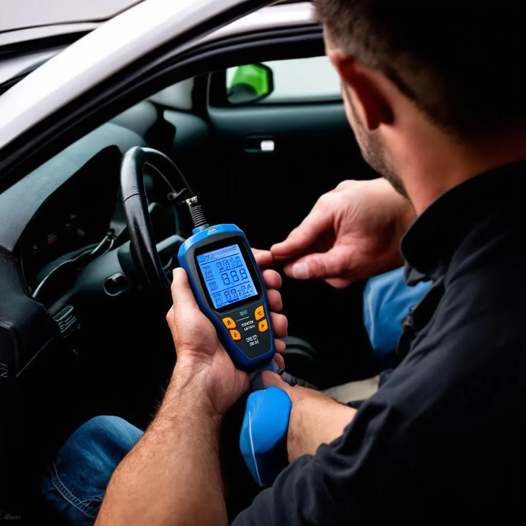 Mechanic Using OBD Scanner