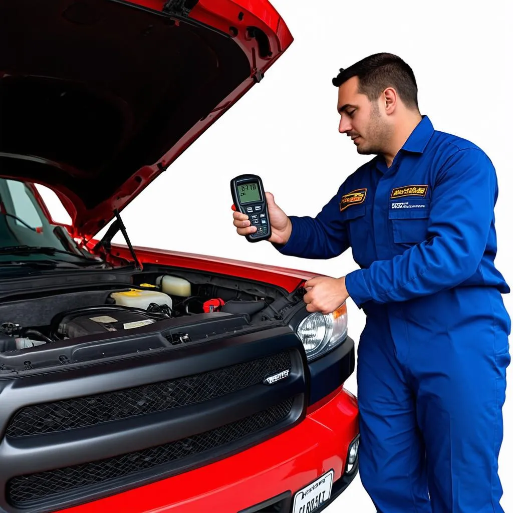 Mechanic Using OBD Scanner