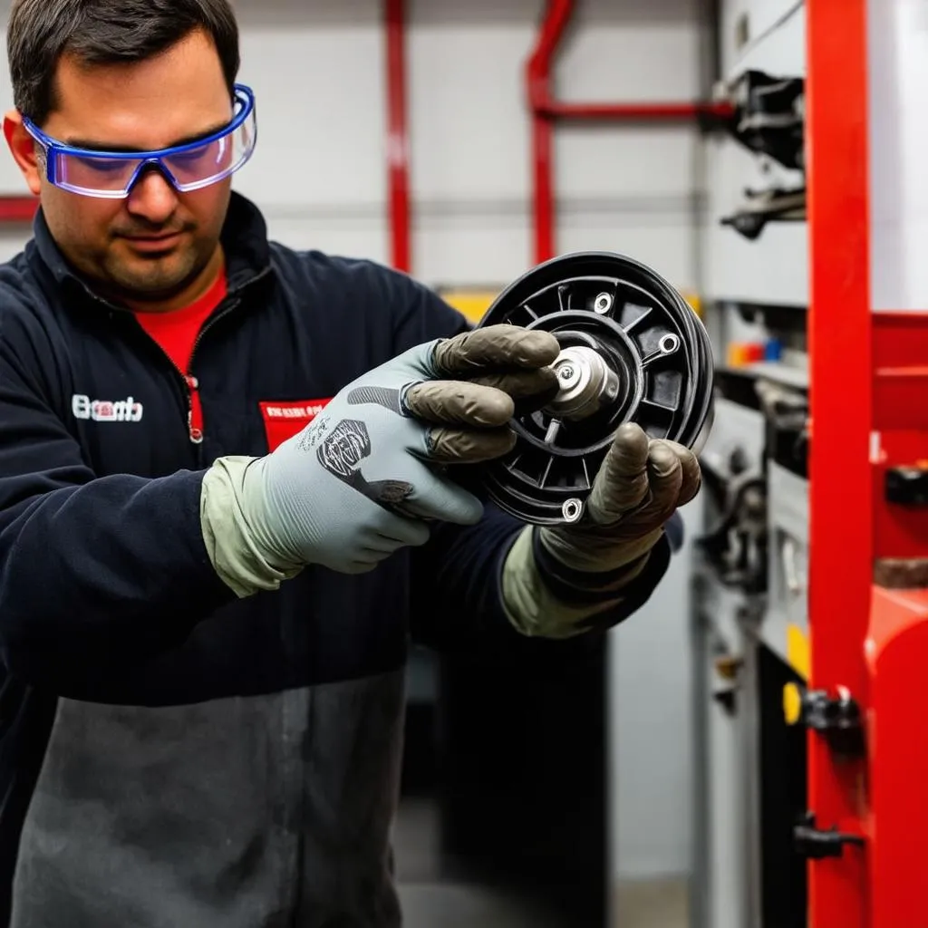 Mechanic Examining a DPF