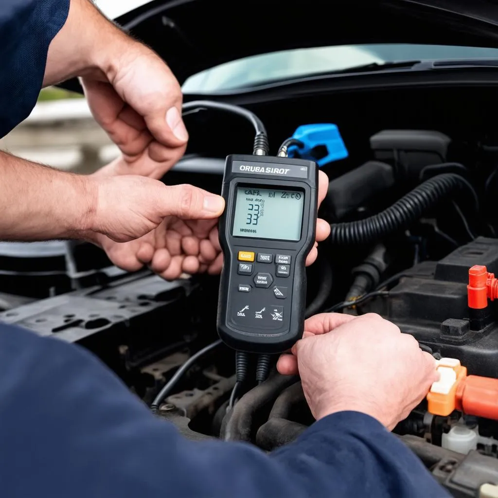 Mechanic using OBD Scanner