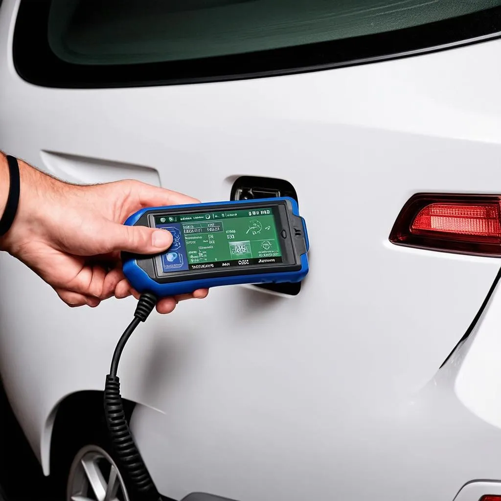 Mechanic using OBD2 scanner