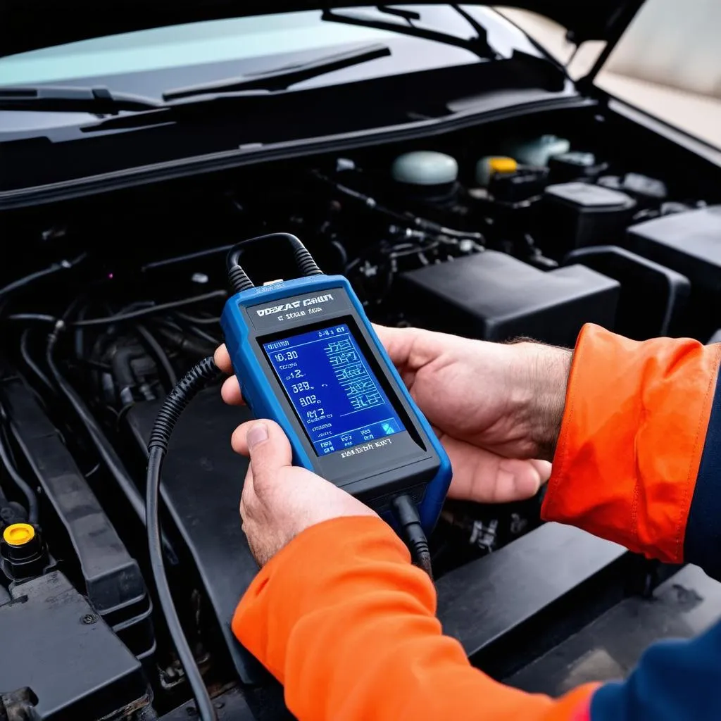 Mechanic Using OBD Scanner