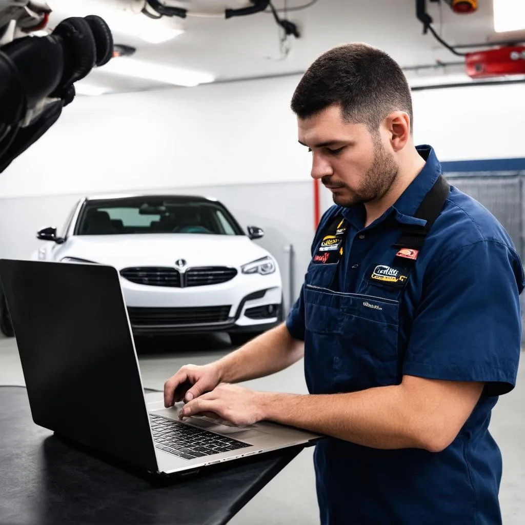 Mechanic using Diagnostic Software