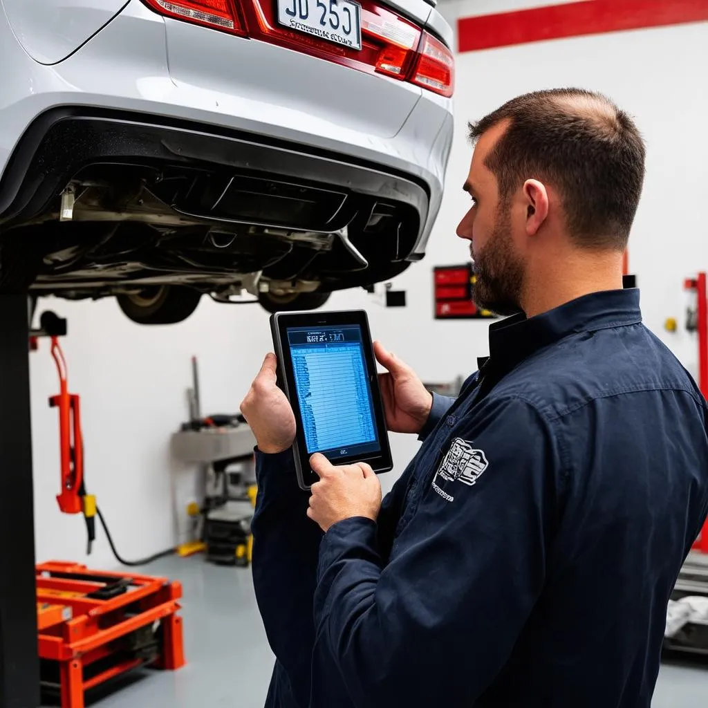 Mechanic Using Diagnostic Tool