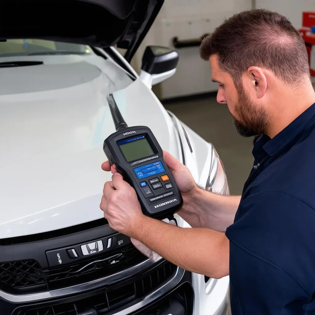 Mechanic Using Scanner