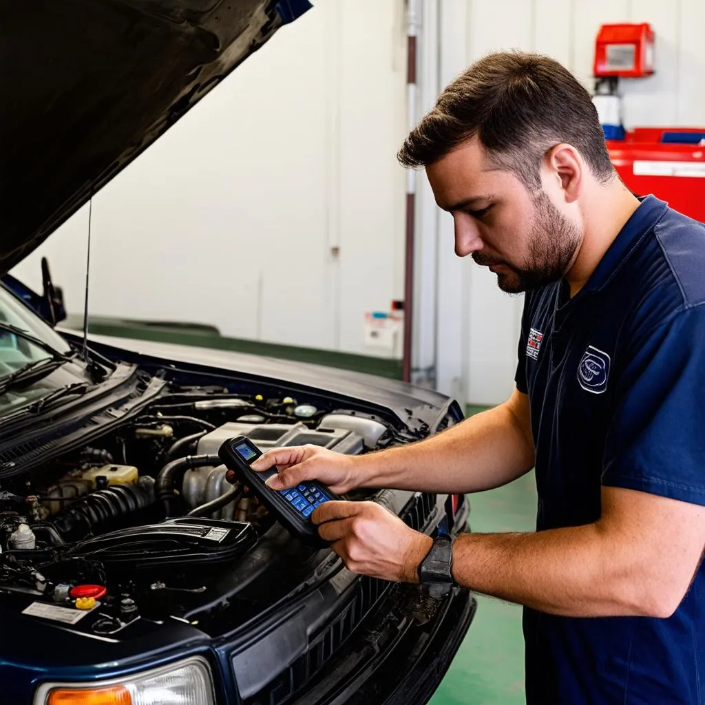 Mechanic Working on 1995 Ford Ranger