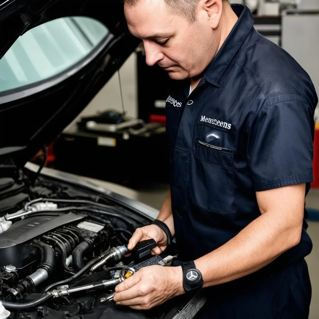 Mercedes Mechanic at Work