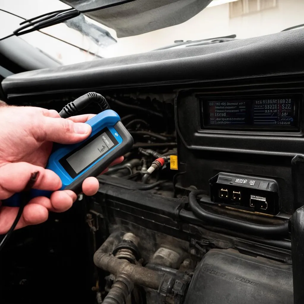 Mechanic Using OBD Scanner