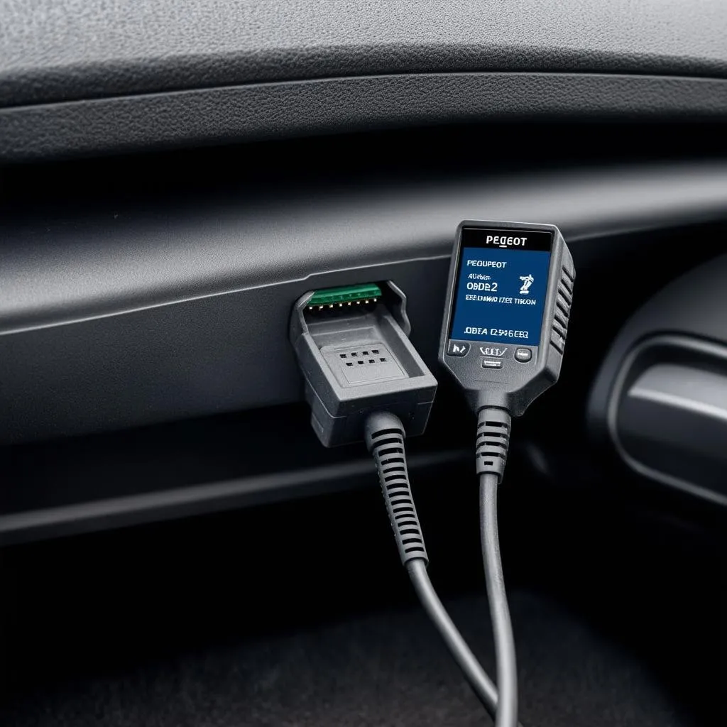 Peugeot 208 connected to OBD scanner