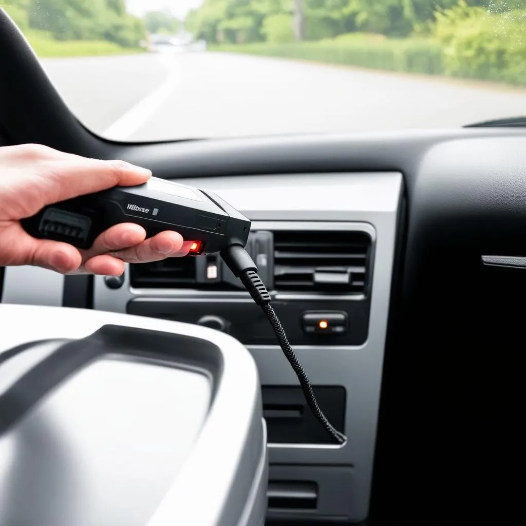 OBD Scanner plugged into a Volkswagen