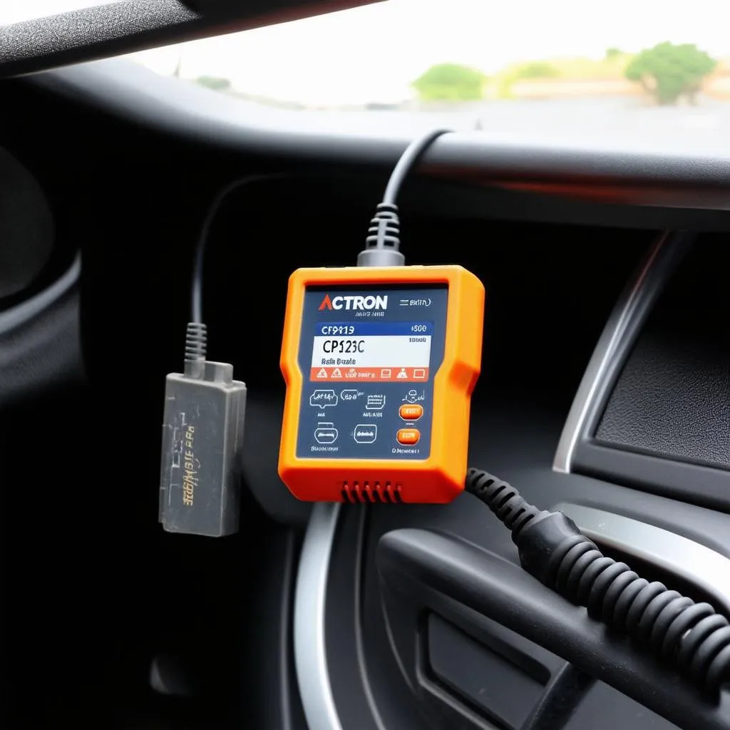 Actron CP9125C connected to car's OBD-II port