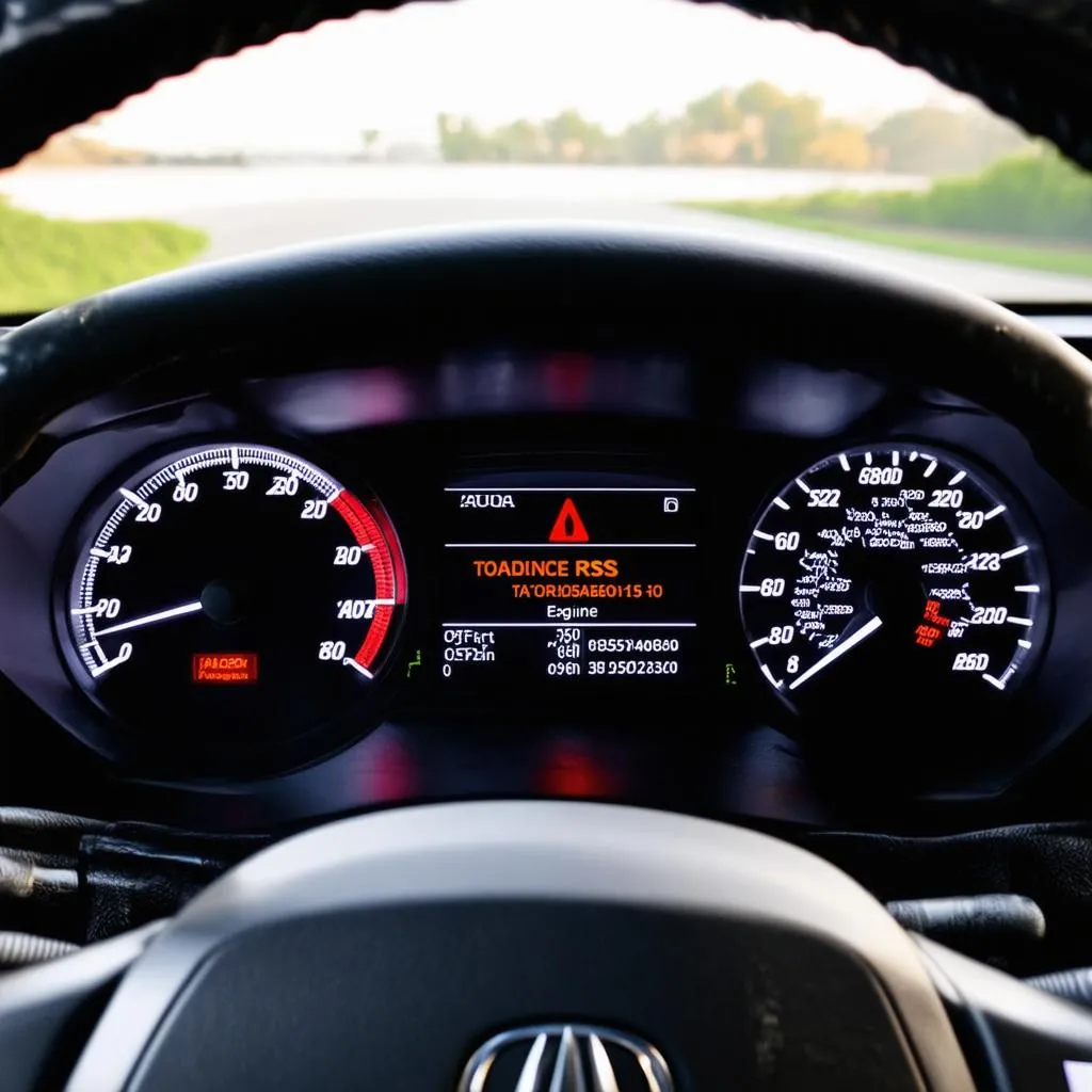 Acura RSX dashboard with a warning light