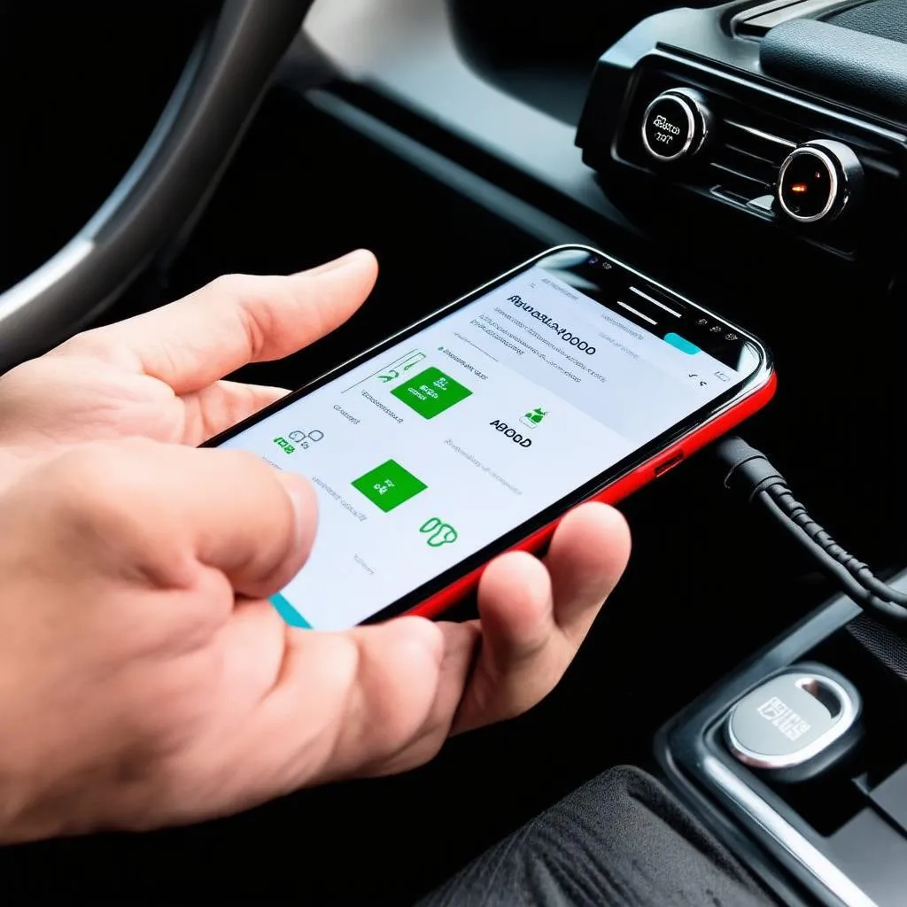 Android OBD Tool connected to a car