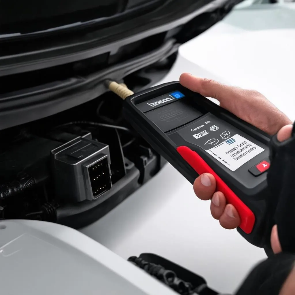 Mechanic Using an OBD Scanner on an Audi A6