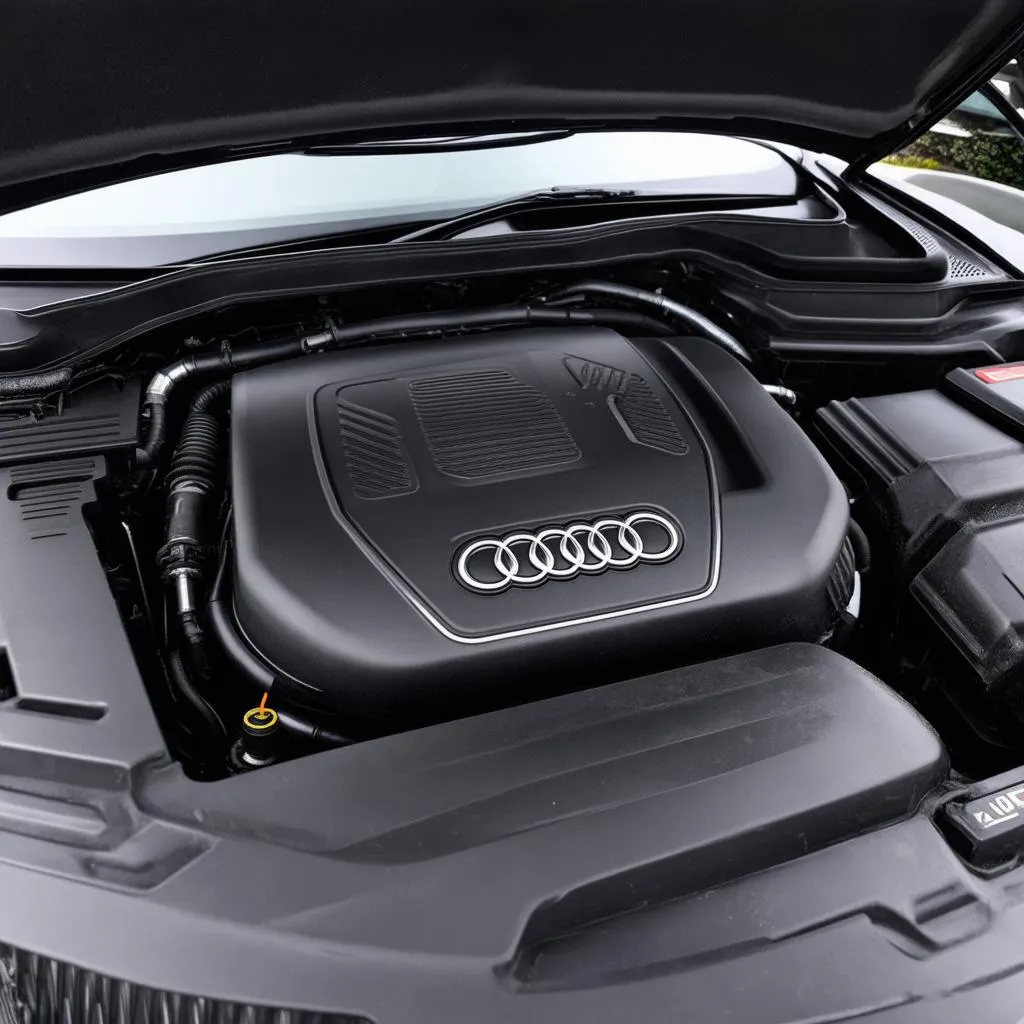 Audi engine bay with highlighted intake manifold runner position sensor