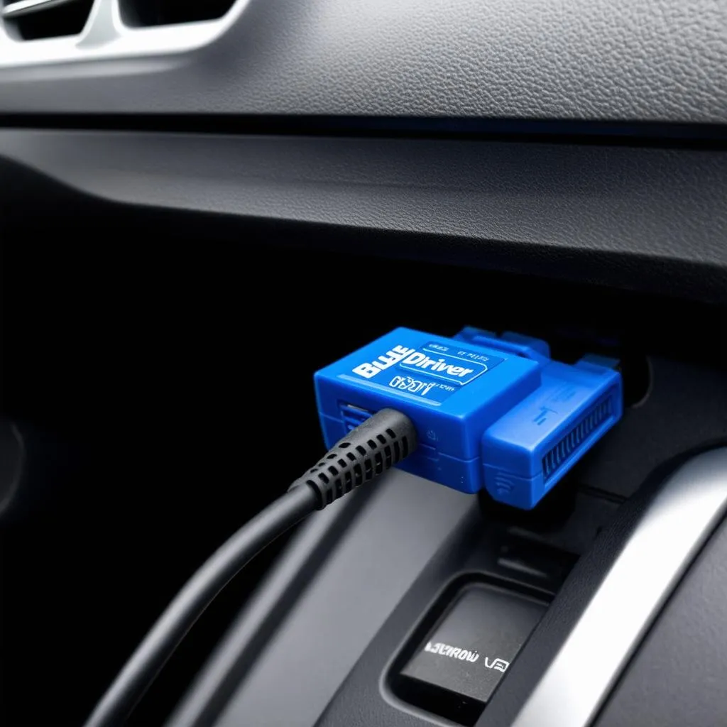 BlueDriver OBD Device Connected to a Car's OBD-II port