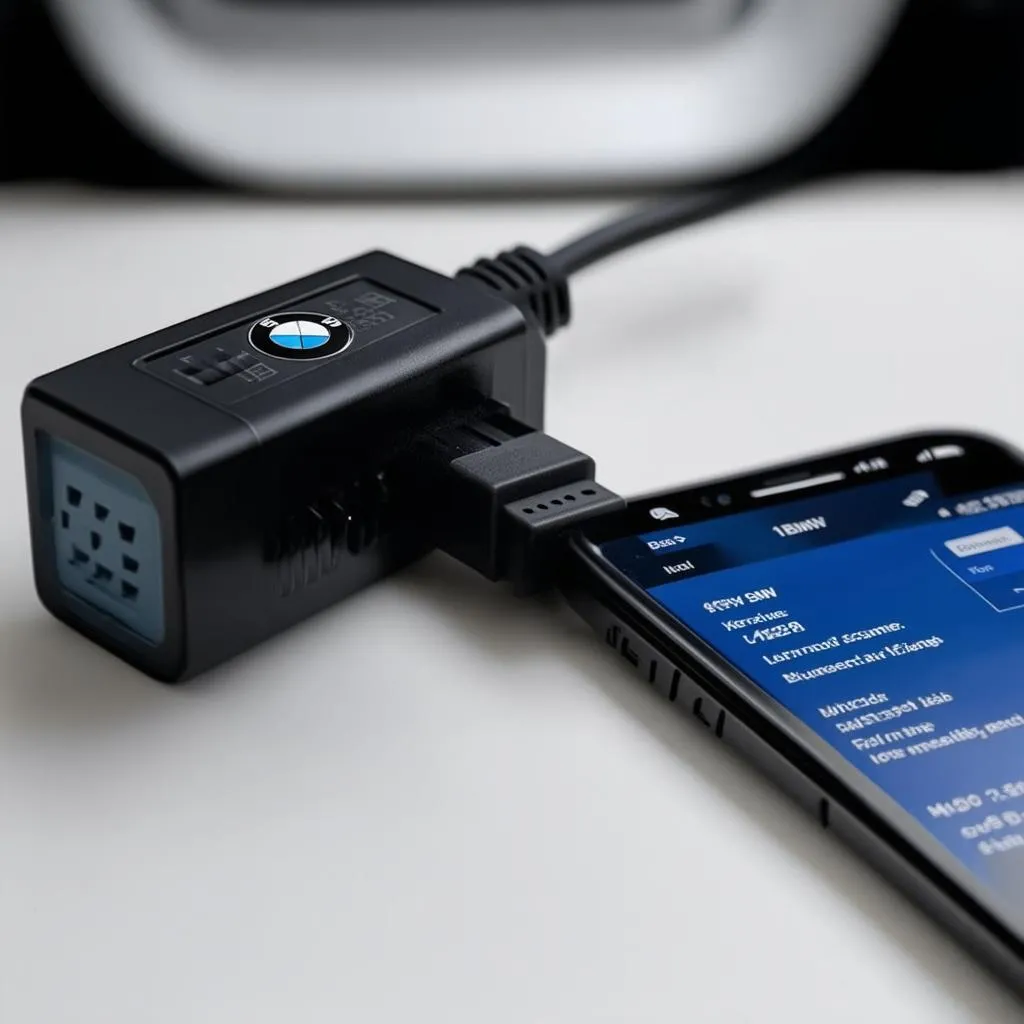 BMW F30 Bluetooth OBD Scanner connected to a smartphone