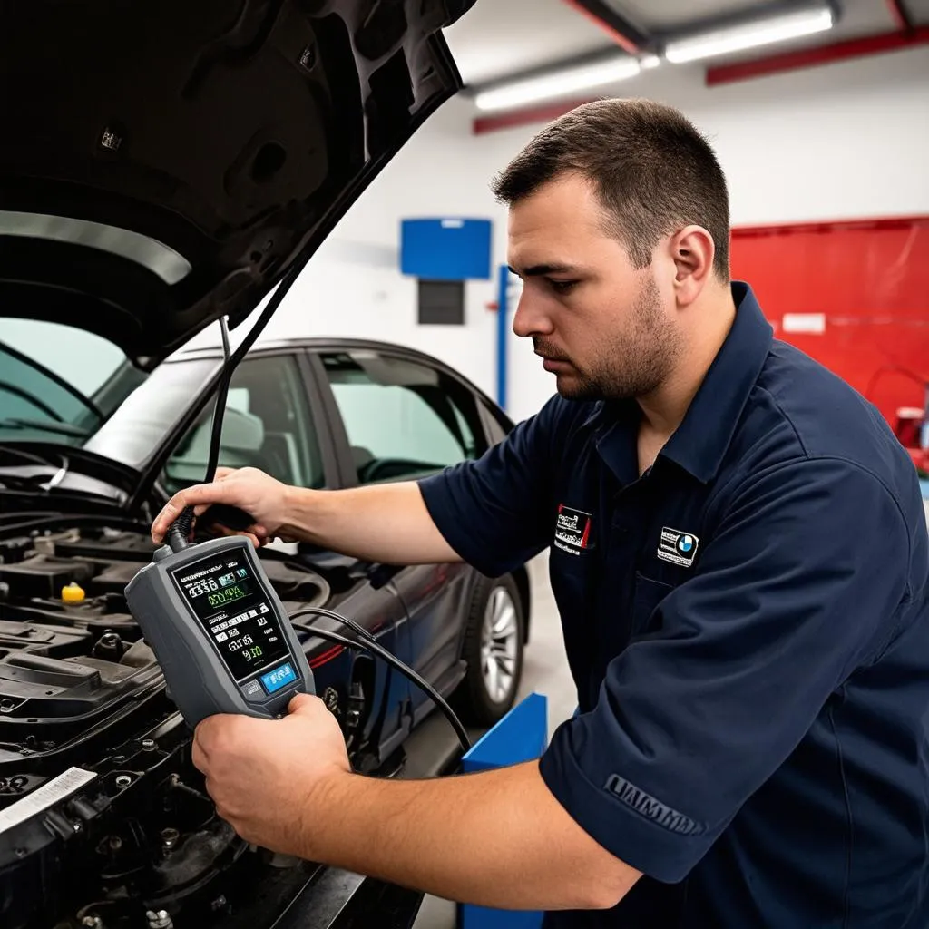 BMW Mechanic Diagnosing