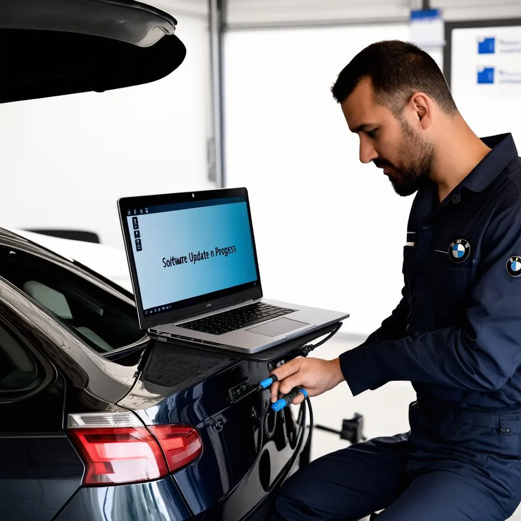 BMW Mechanic Performing an Update