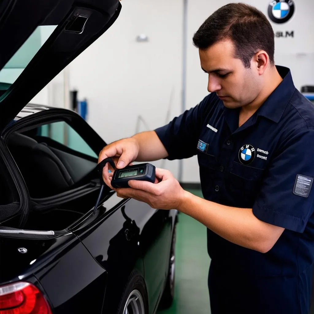 BMW Mechanic using OBD Scanner