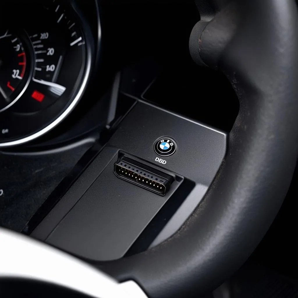 Location of the OBD2 port on a BMW