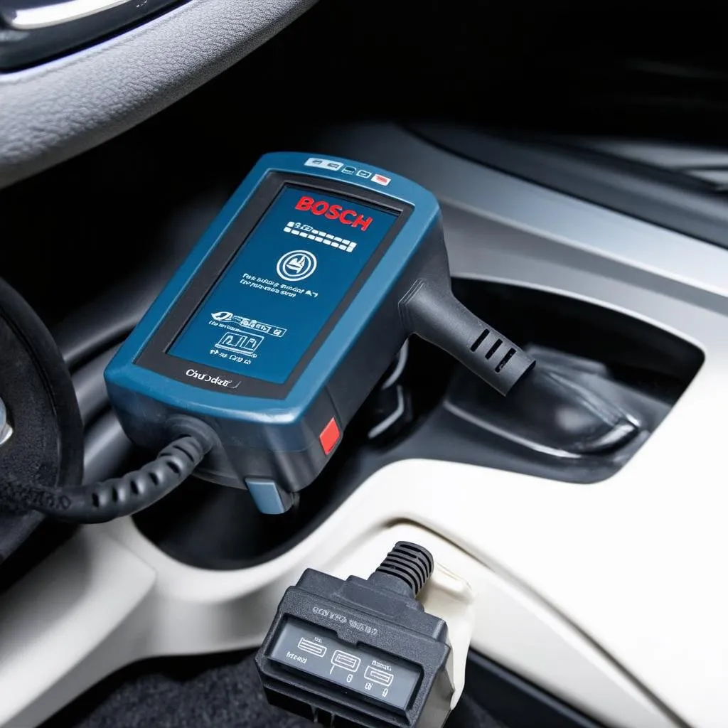 Bosch OBD Scanner Connected to Car