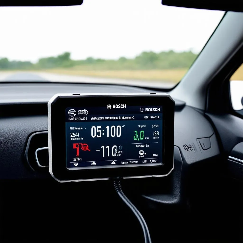 Bosch OBD scanner on dashboard