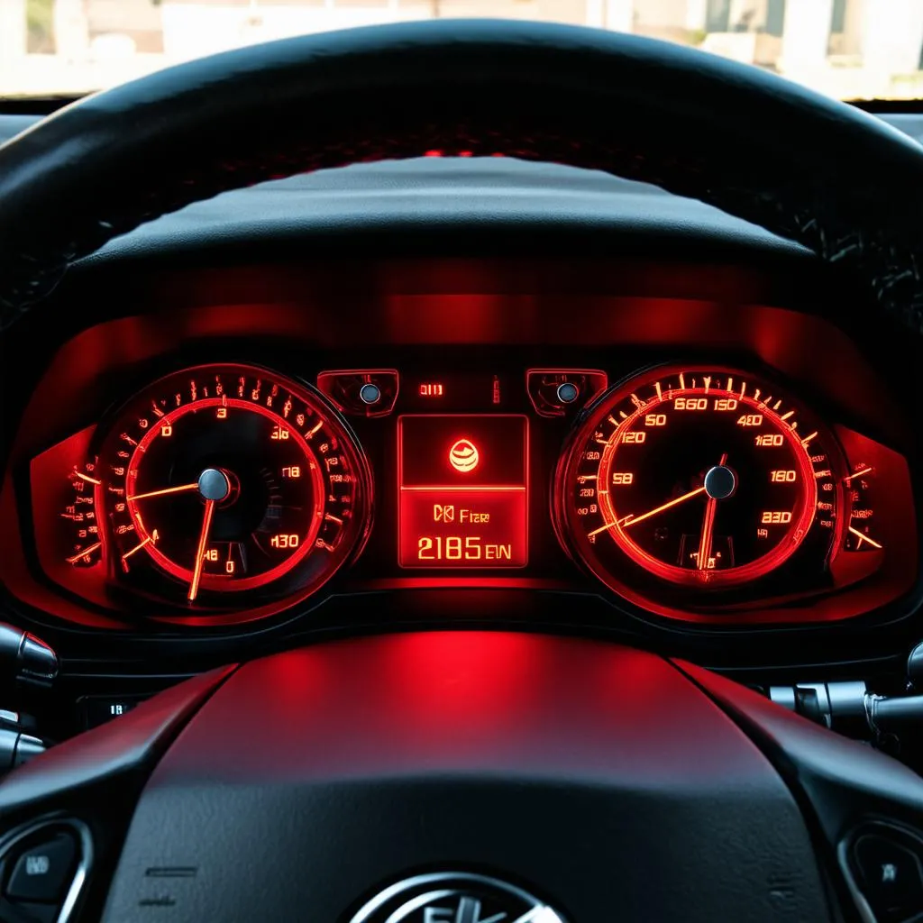 Buick dashboard showing engine temperature warning light