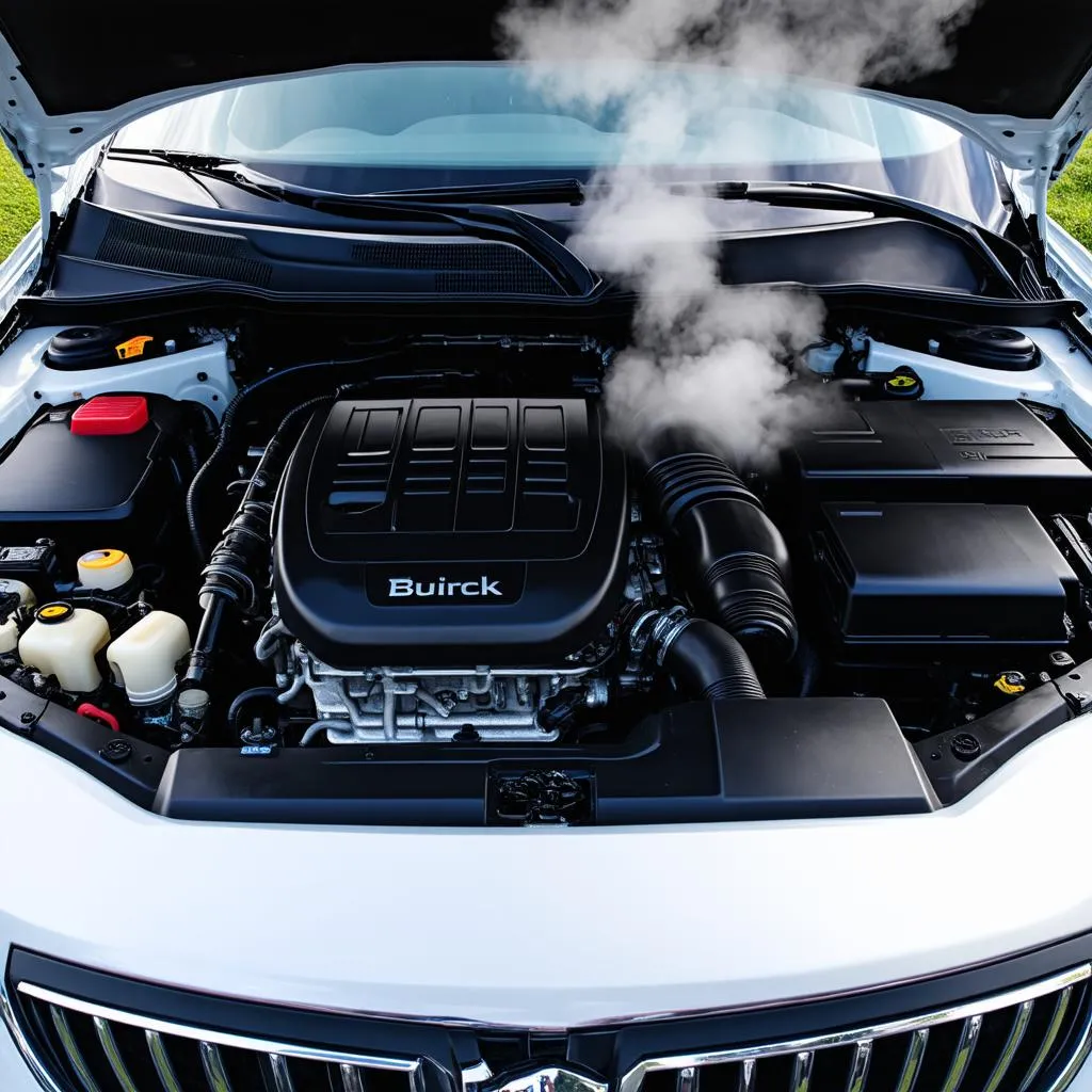 Buick engine with smoke coming out