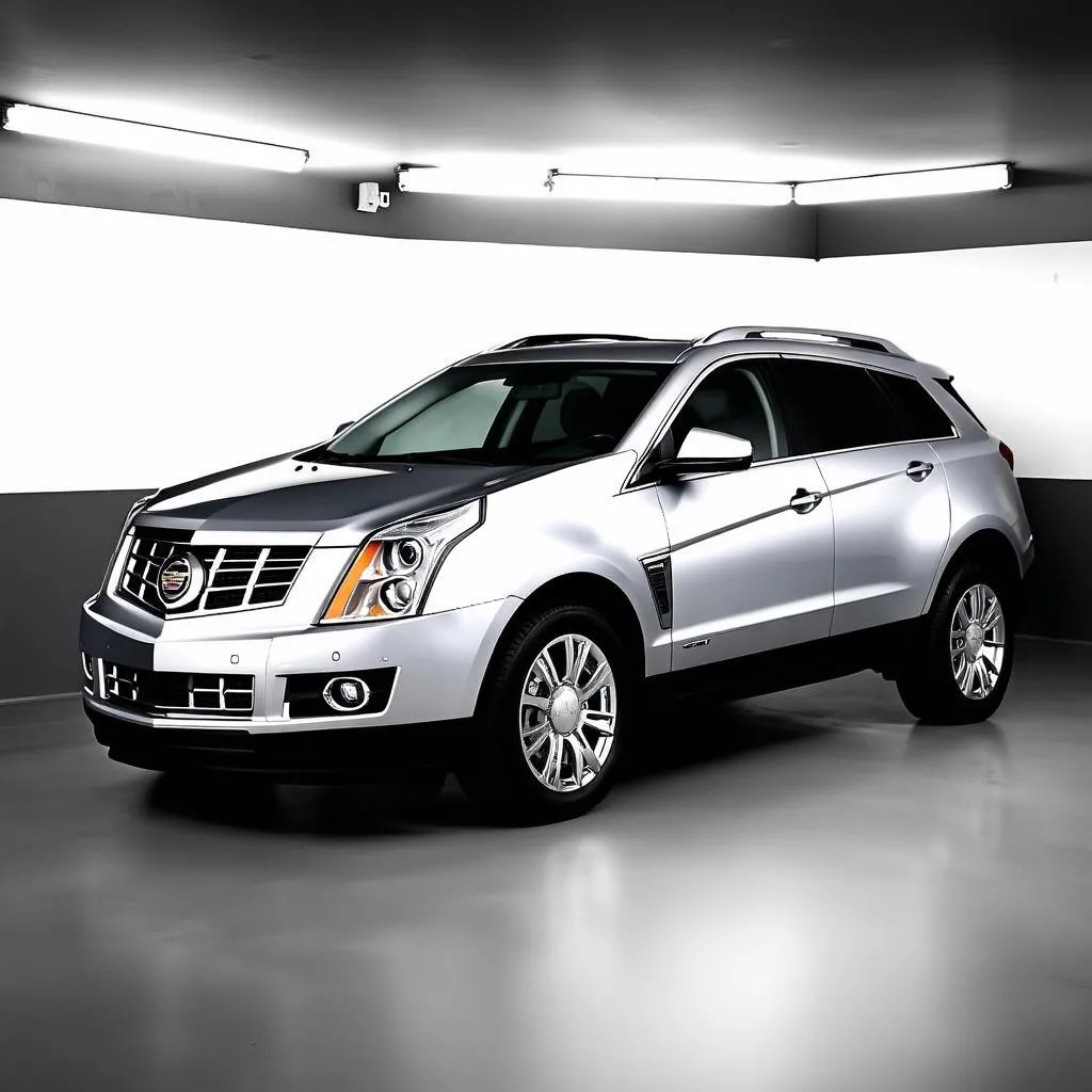 Cadillac SRX parked in a garage