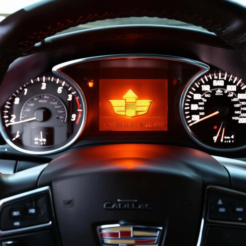 Cadillac Dashboard with Warning Light