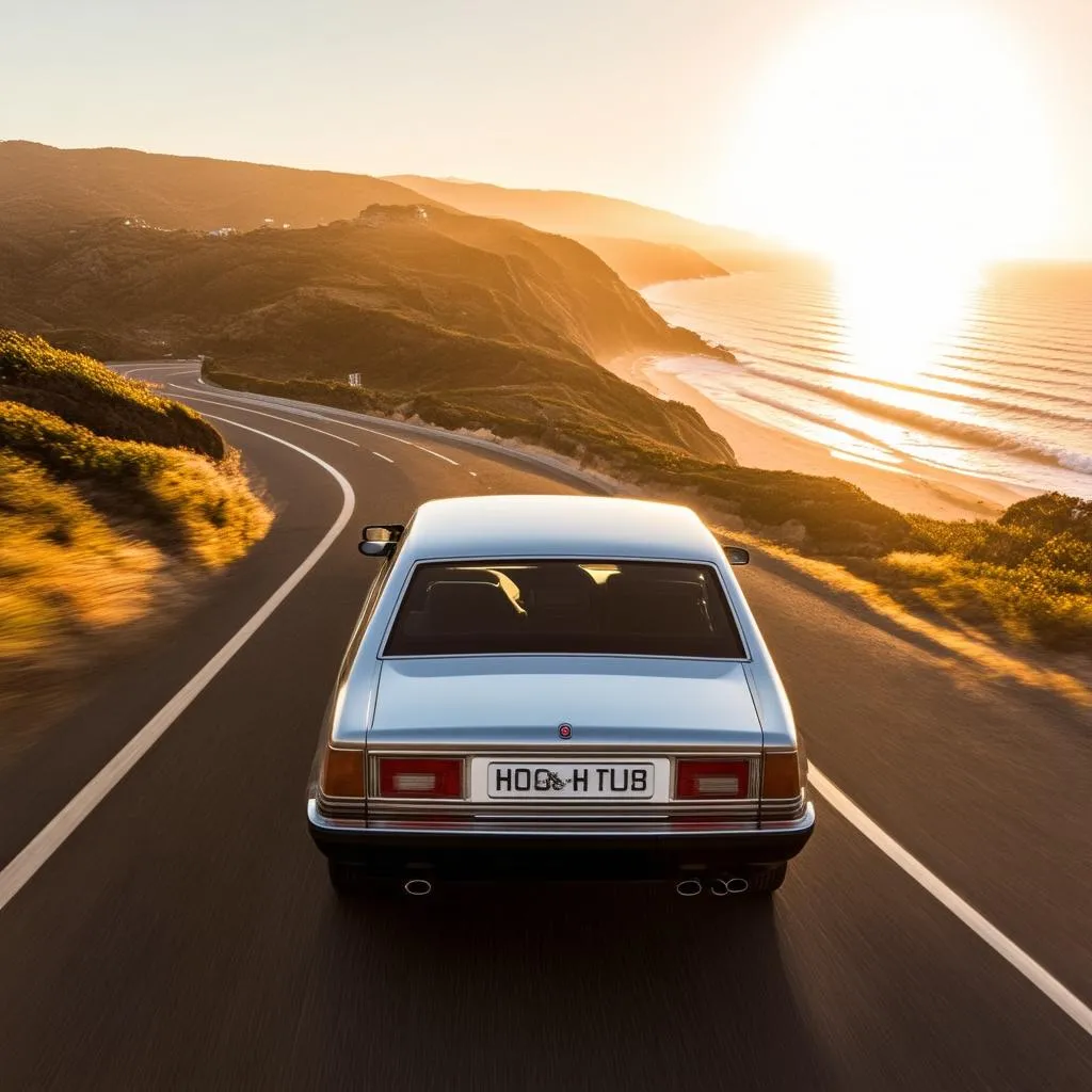 Car driving on a scenic California highway