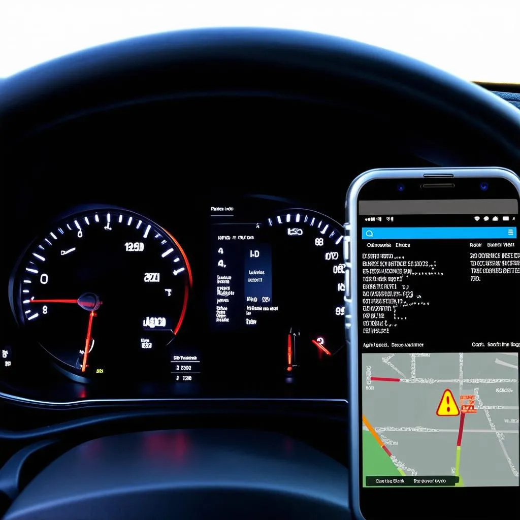 Car Dashboard with Diagnostic Codes