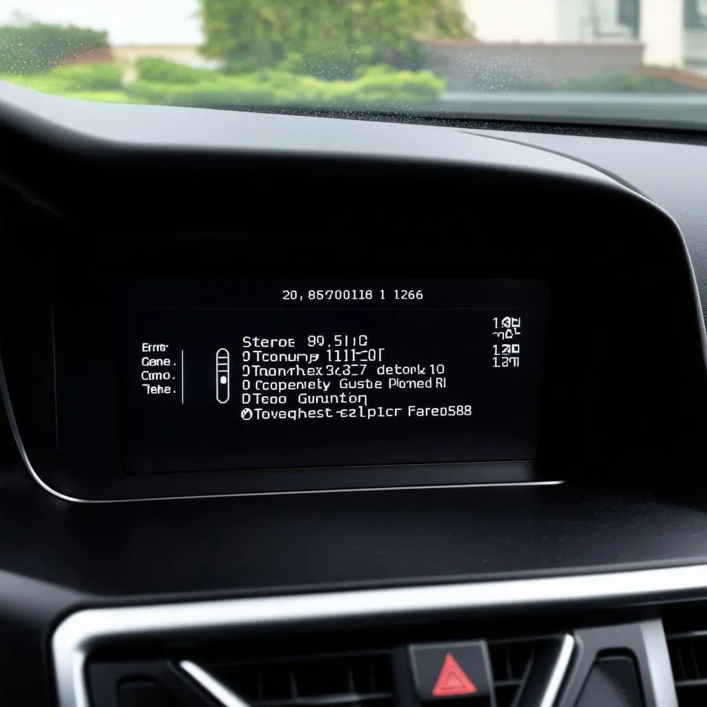 Car dashboard with an error code displayed