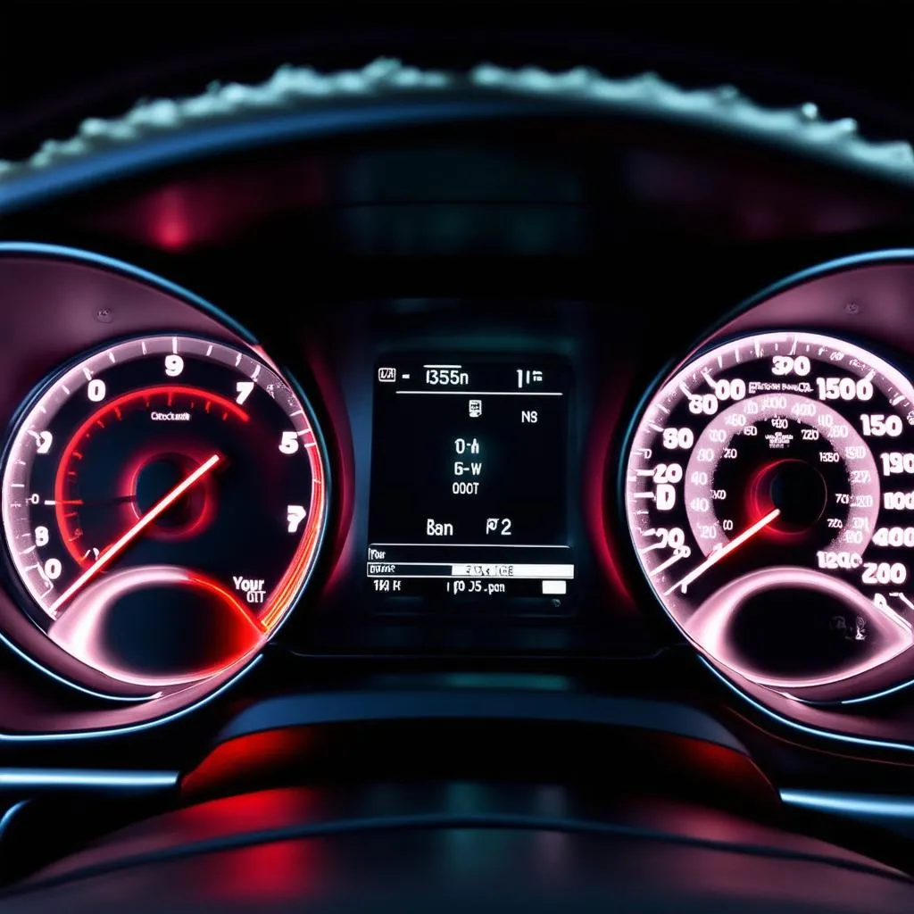 Car Dashboard with Warning Lights