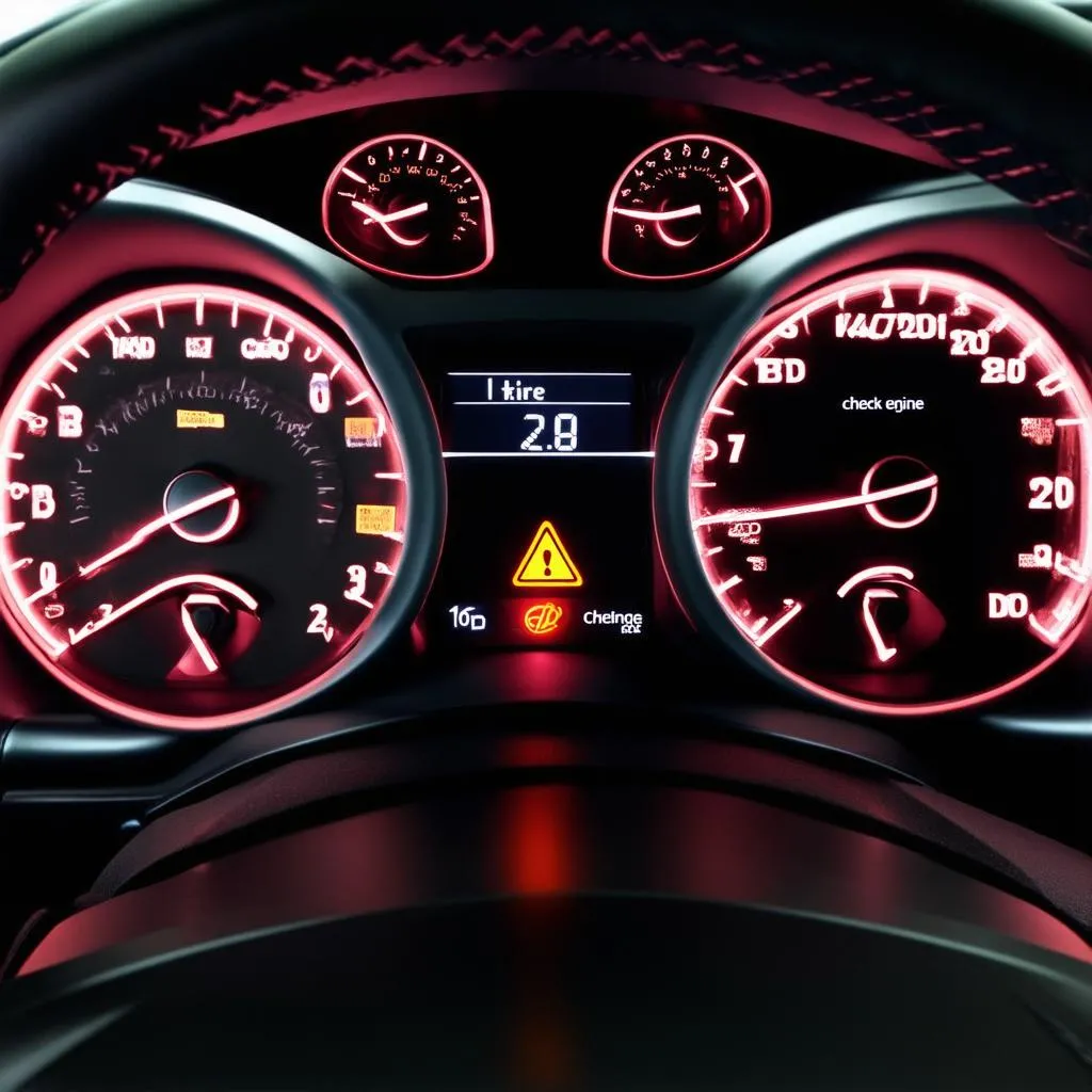 Car Dashboard with Warning Lights