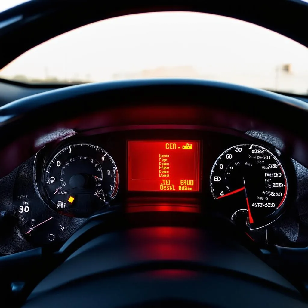 Car Dashboard with Warning Light