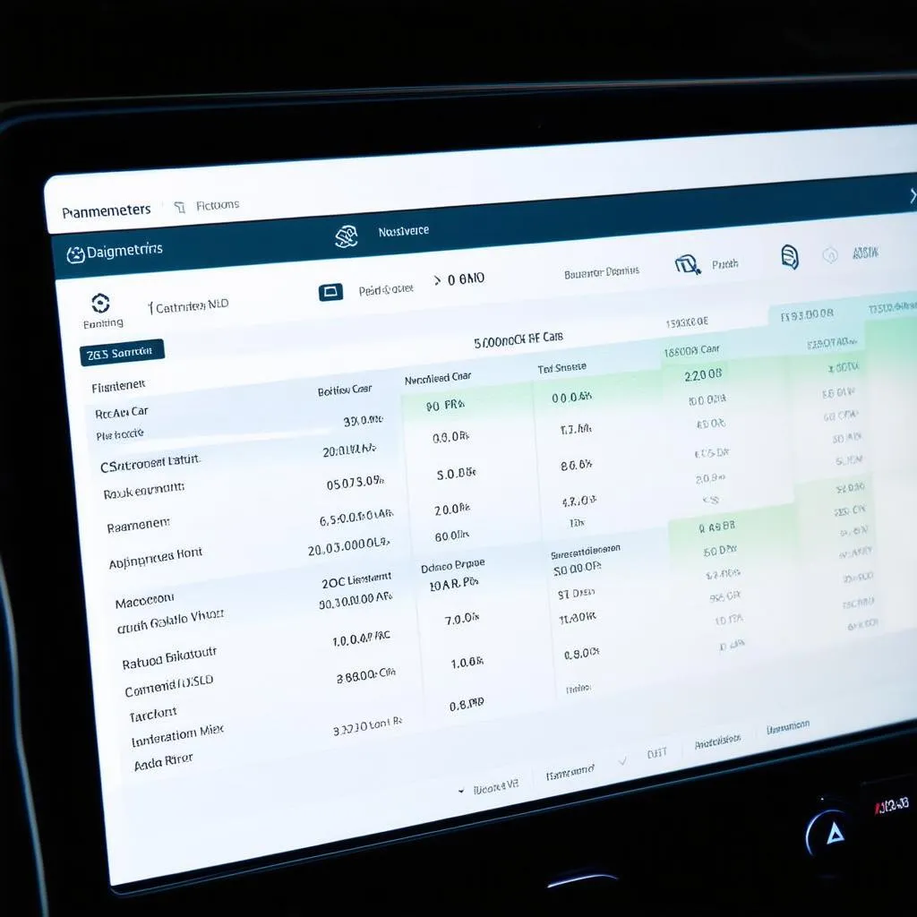 Car diagnostic software on a computer screen