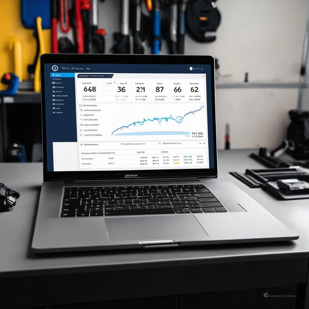 A laptop screen displaying car diagnostic software