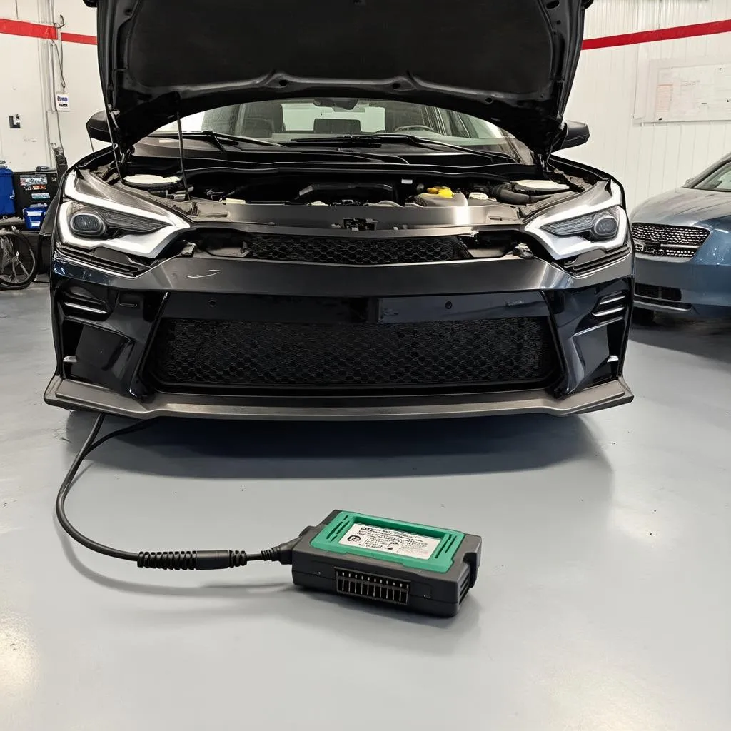 Car Diagnostic Tool Connected to Vehicle