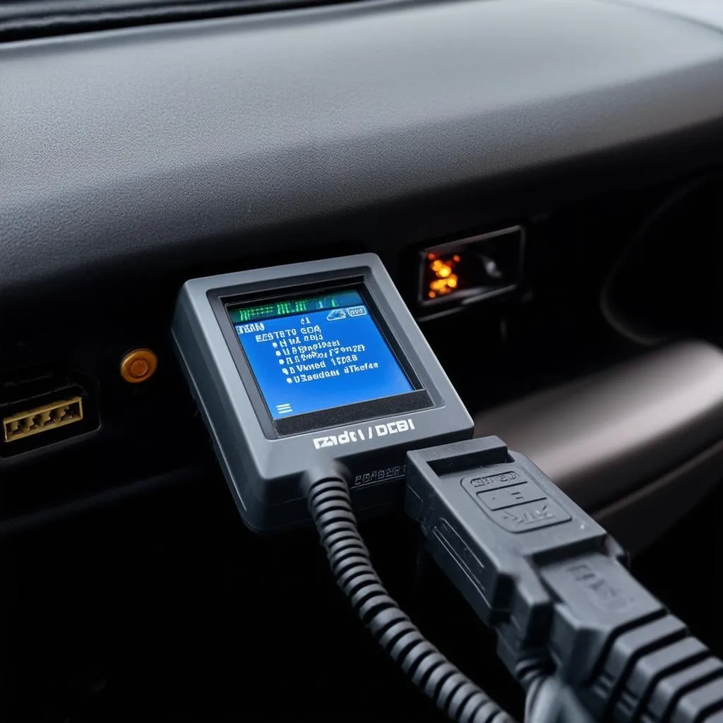 OBD-II Diagnostic Tool Connected to Car