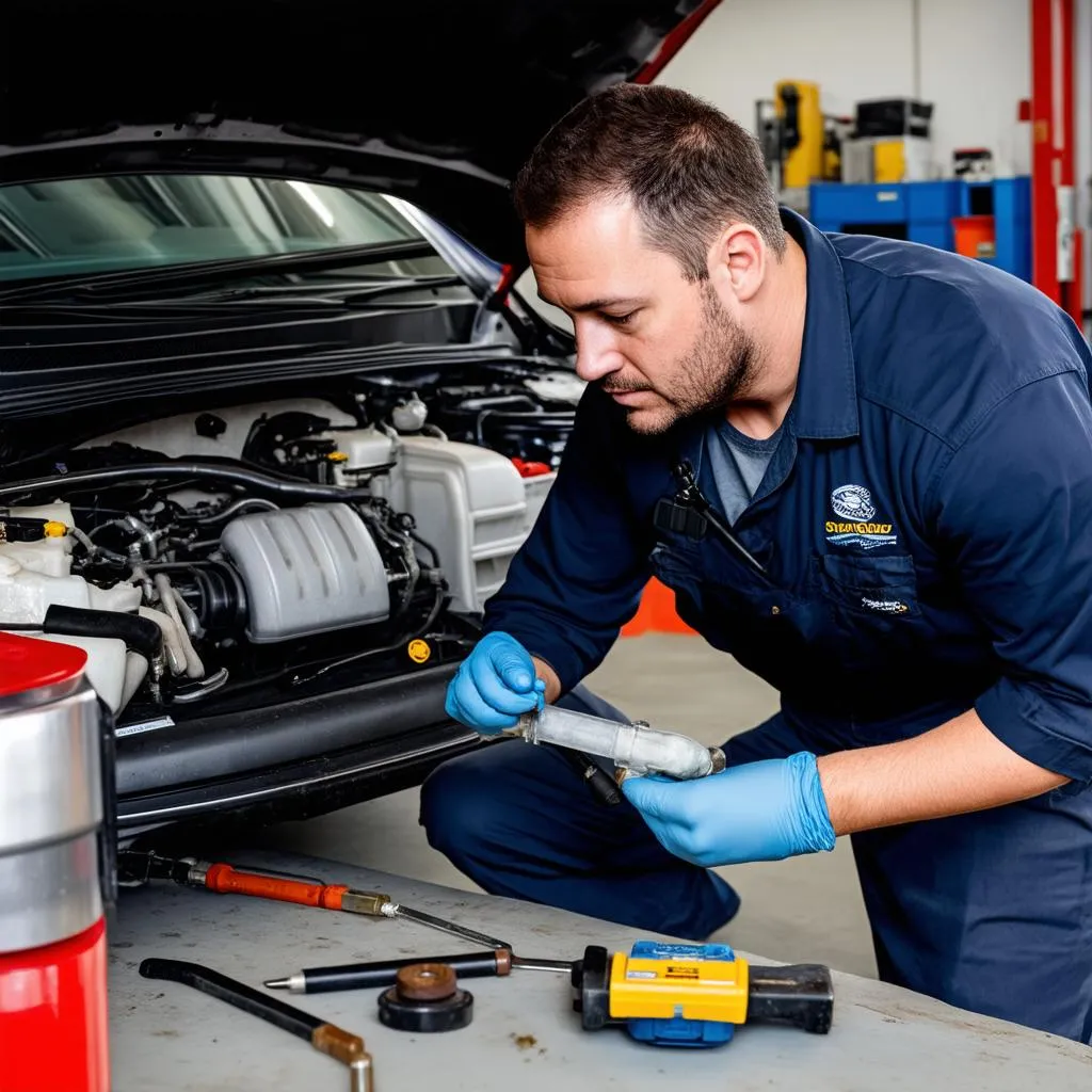 Mechanic Inspecting EVAP System