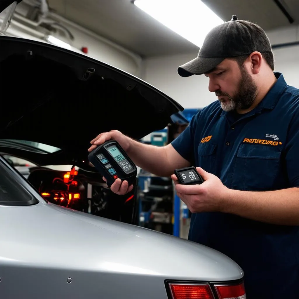 Mechanic Using Diagnostic Tool