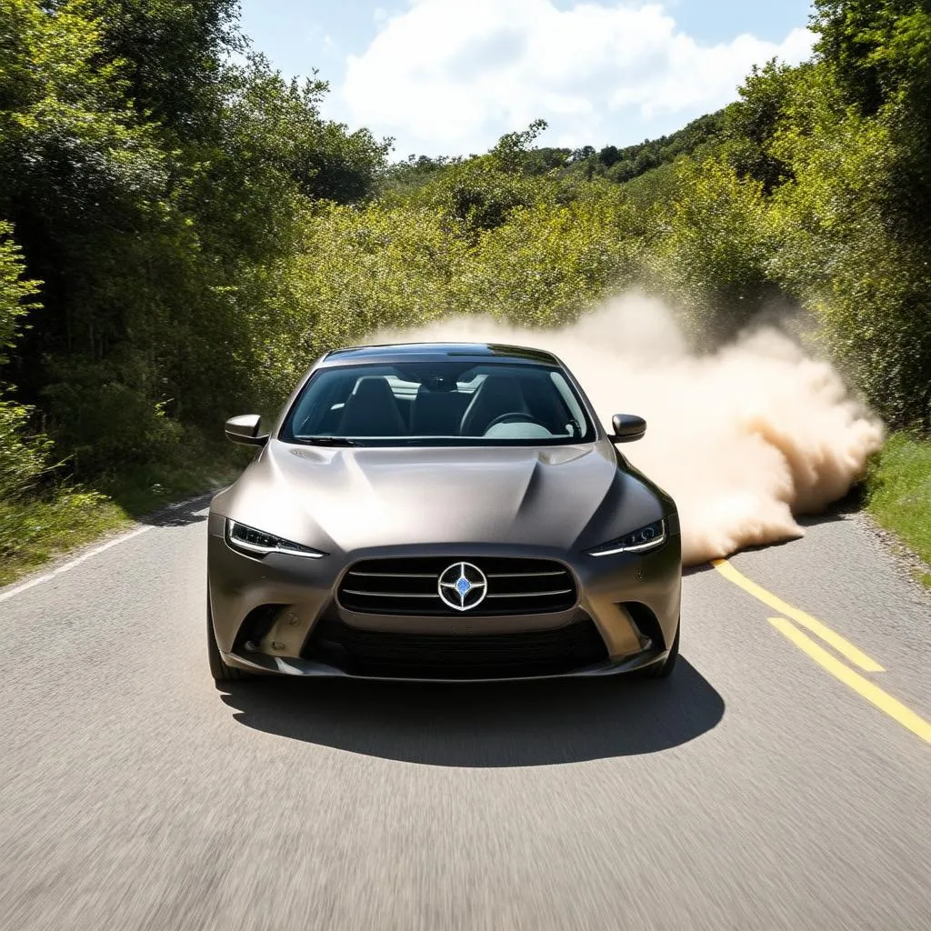 Car driving on a winding road