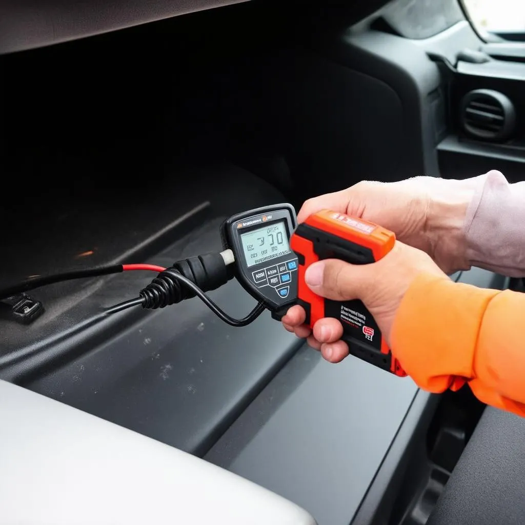 Car Owner Using OBD Scanner